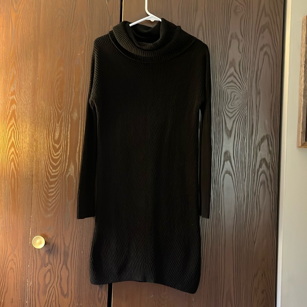 Banana Republic black knit sweater dress with cowl neck and long sleeves.Size Sm